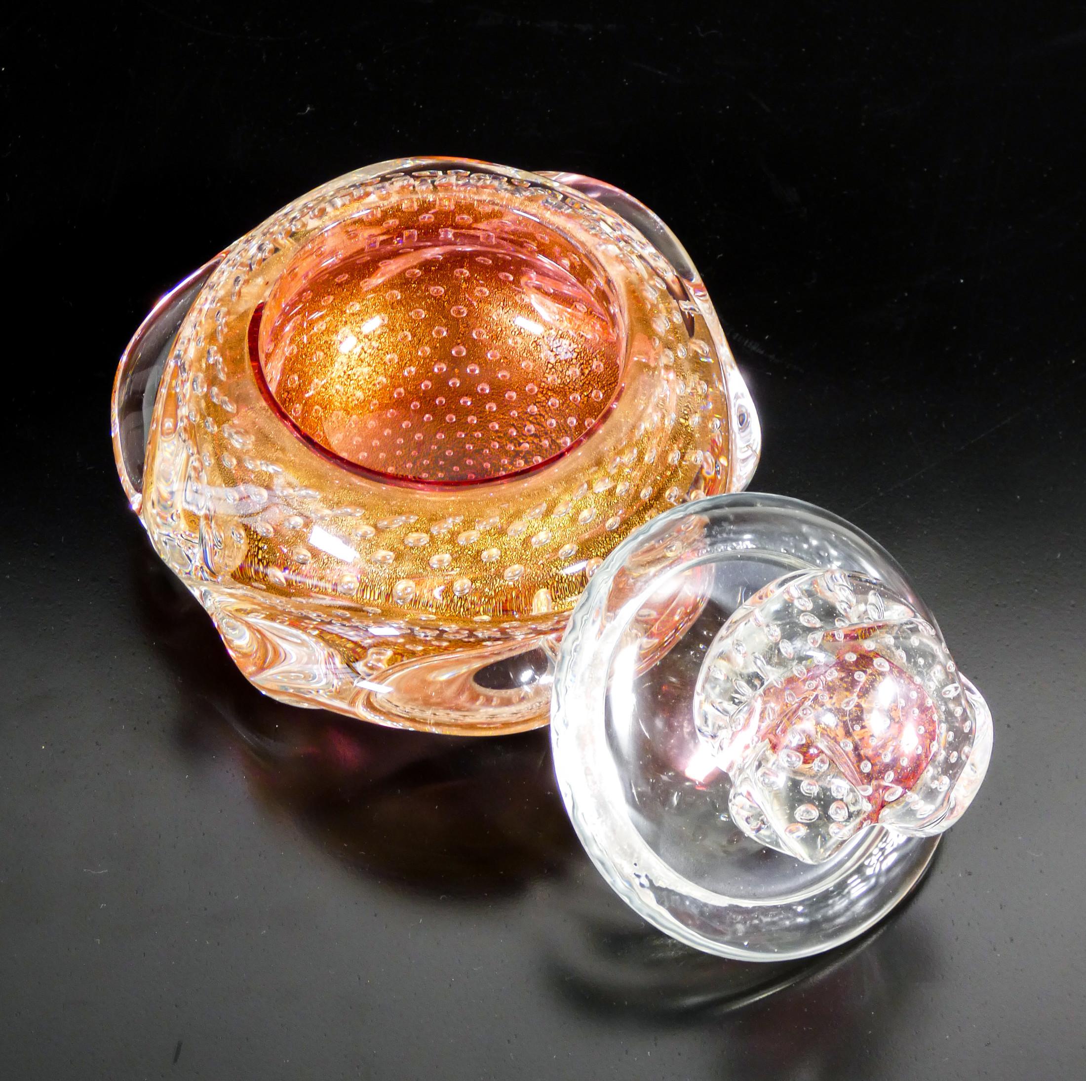 Blown Glass Toilet Set in Blown Murano Glass with Gold Flakes, E. Barovier, 40s For Sale