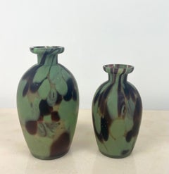 Toilet set in brown and green blown glass paste - 1930 20th - Art Deco - France