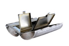 Toiletry box in guilloche silver with mirror and three compartments