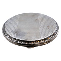 Toiletry box in silver guilloche on both sides with mirror inside