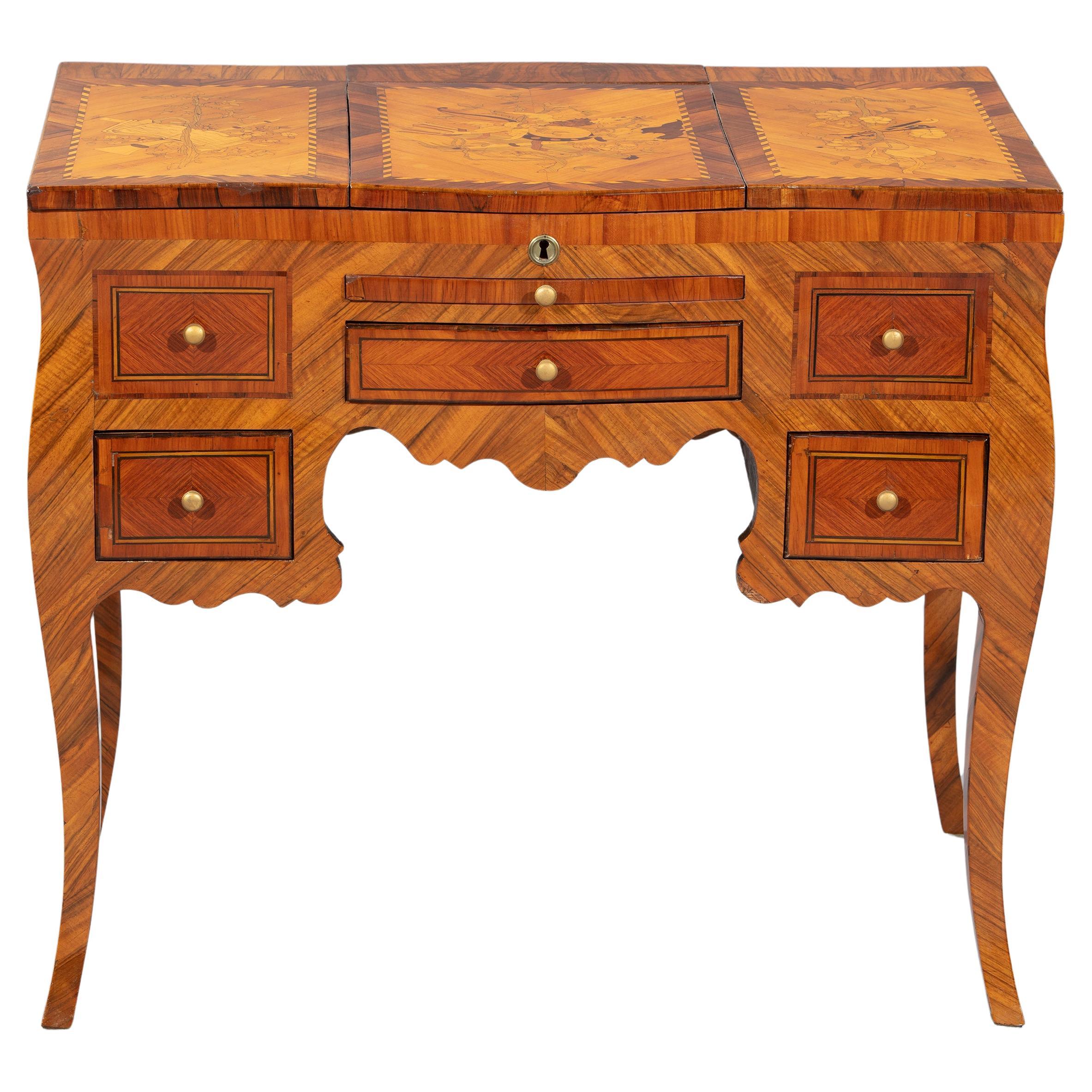 Centerpiece toilet in bois de rose and various woods, France, 18th century For Sale