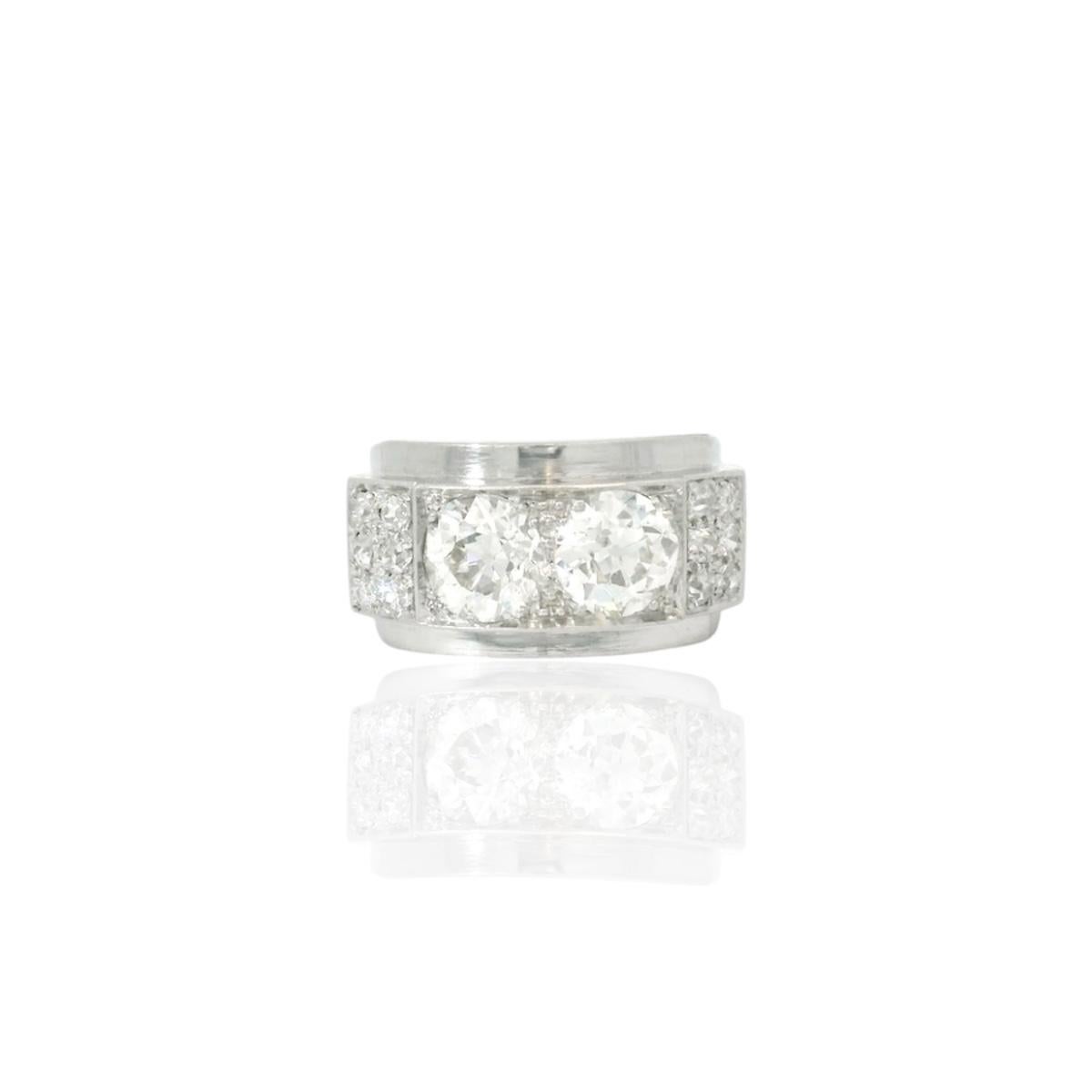 Anillo vintage de platino firmado 