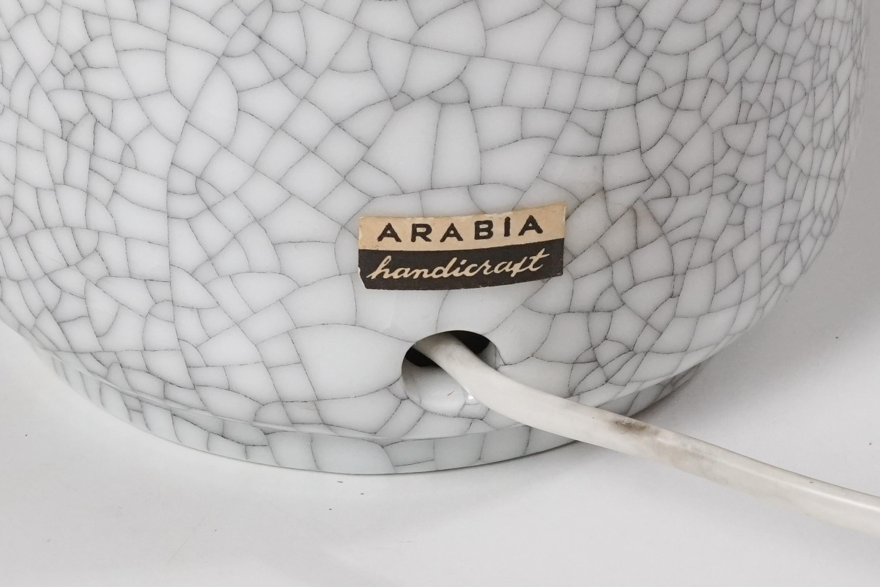 Brass Toini Muona Ceramic Glazed Table Lamp, Arabia, 1950s For Sale