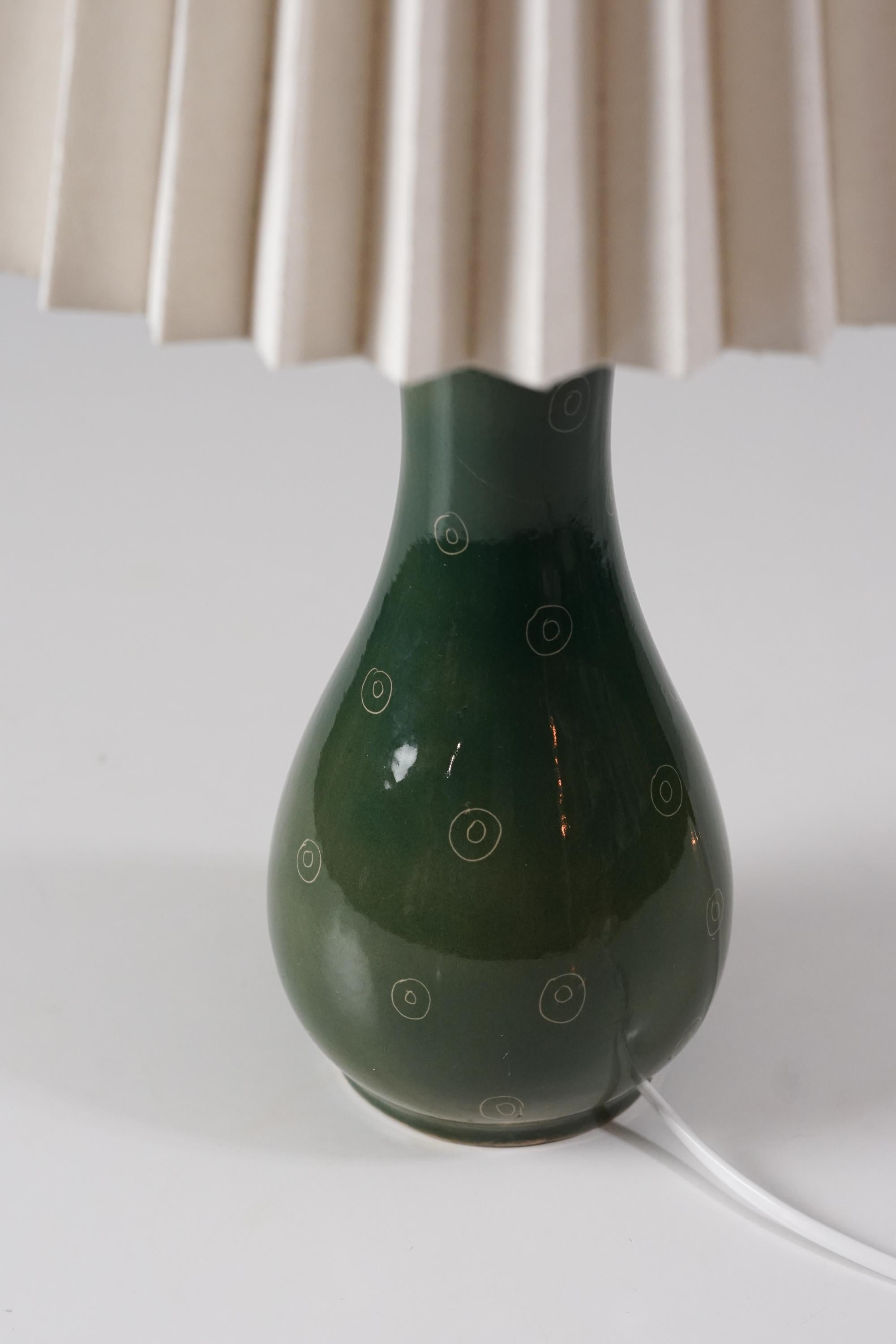 Glazed Toini Muona Ceramic Table Lamp, Arabia, 1950s For Sale