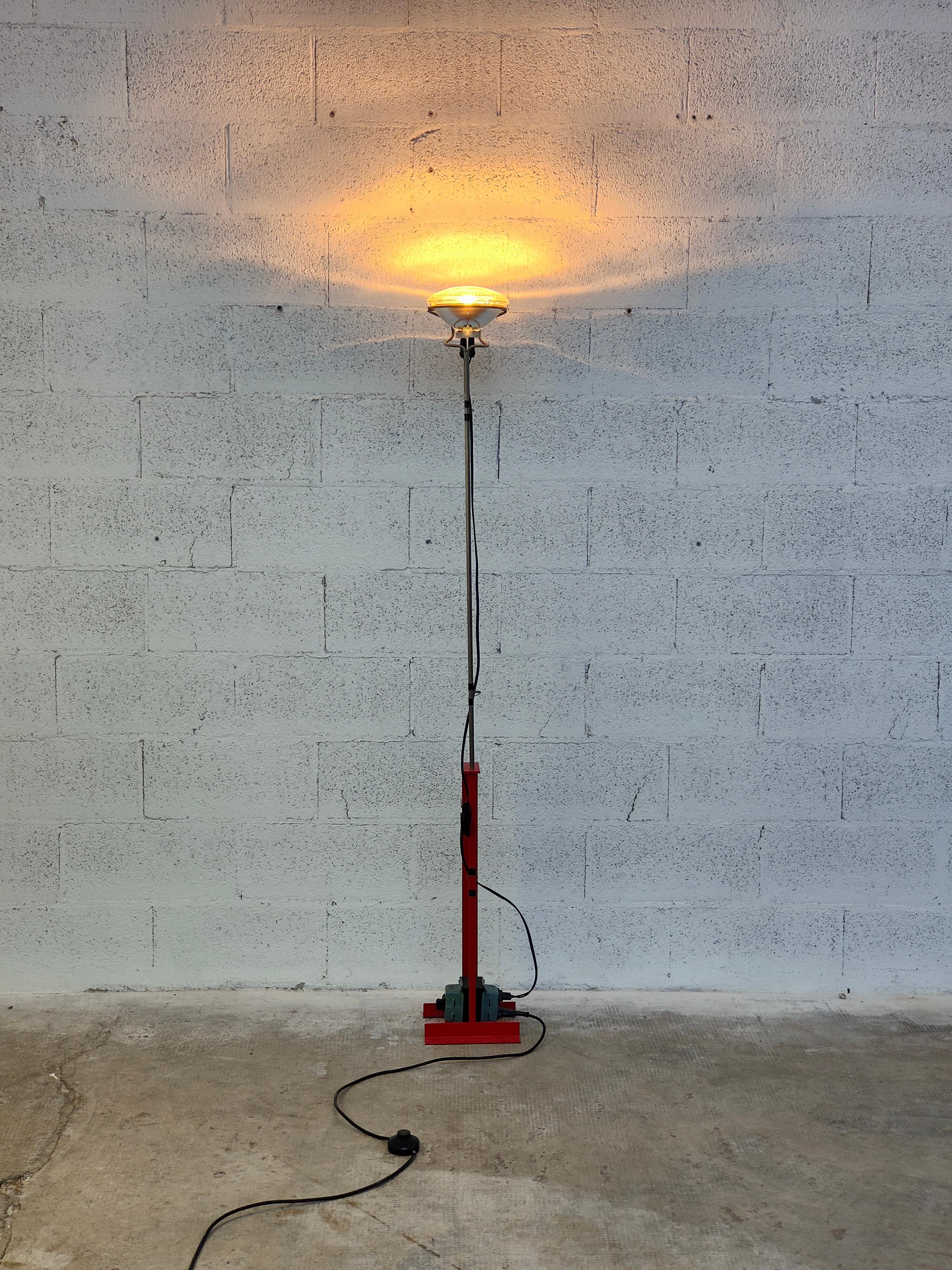 Mid-Century Modern Toio Red Adjustable Floor Lamp by Castiglioni Brothers for Flos Italy, 60, 70’s