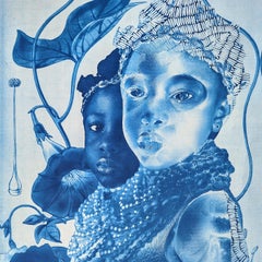 "A Layer of Protection, High John, Variegated White" - cyanotype, portrait