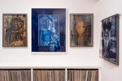 "Black Eyed & Blue Peace" - contemporary portrait, photo-based, layered