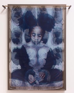 "Black Eyed & Blue Peace" - contemporary portrait, photo-based, layered
