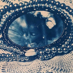 "What Grandmother Bequeathed to Me" -  contemporary portrait - cyanotype