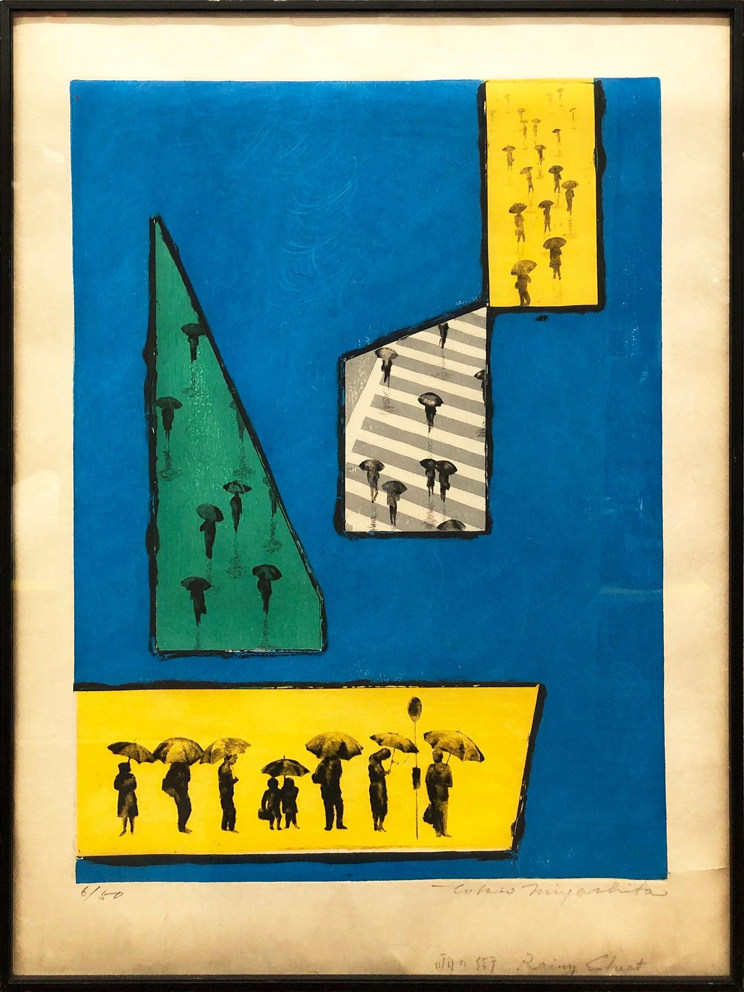 1970 Tokio Mayashita-Rainy Street Woodblock