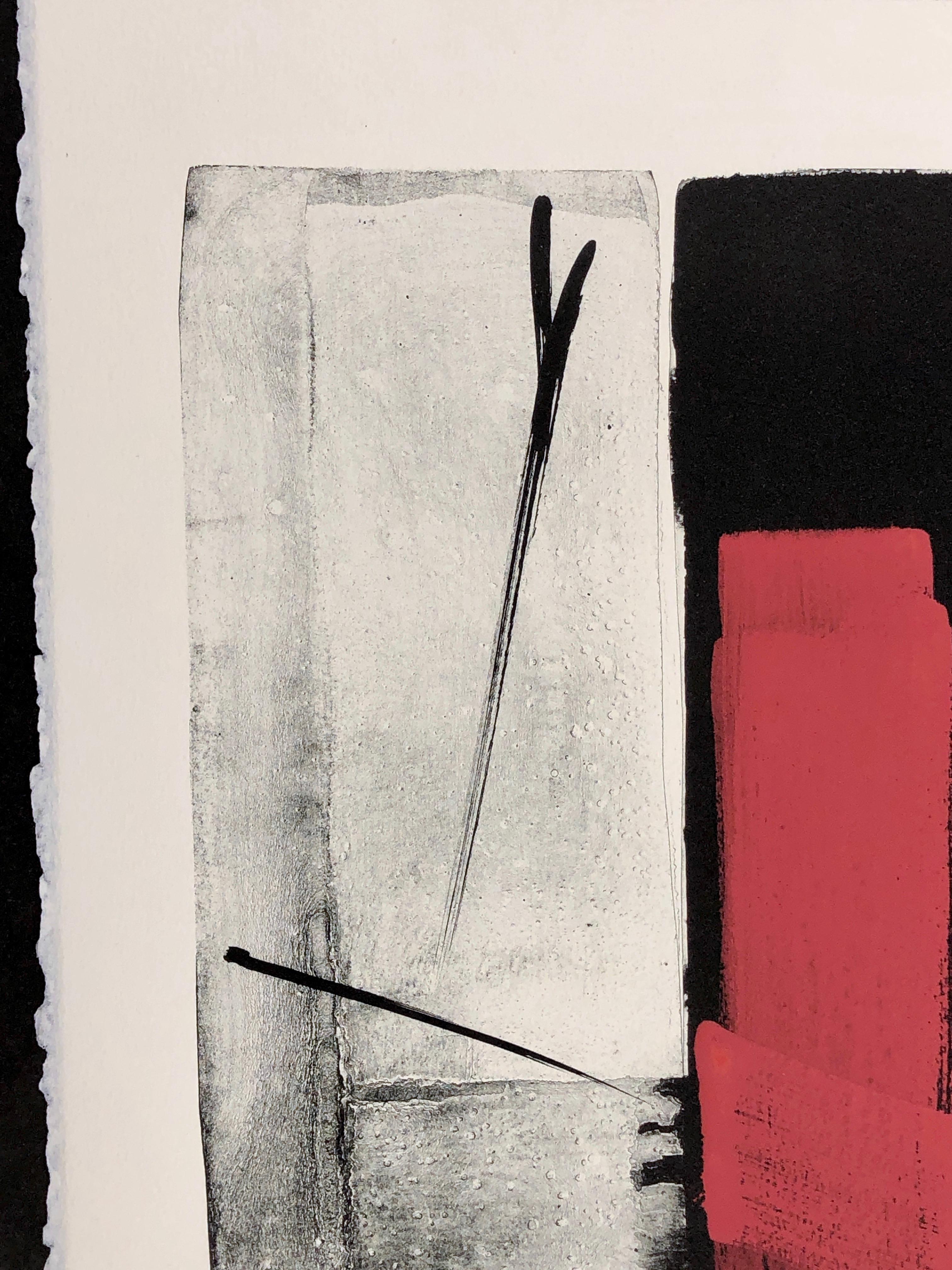 Tischau, japanische Lithographie in limitierter Auflage, schwarz, weiß, rot, signiert, nummeriert im Angebot 1