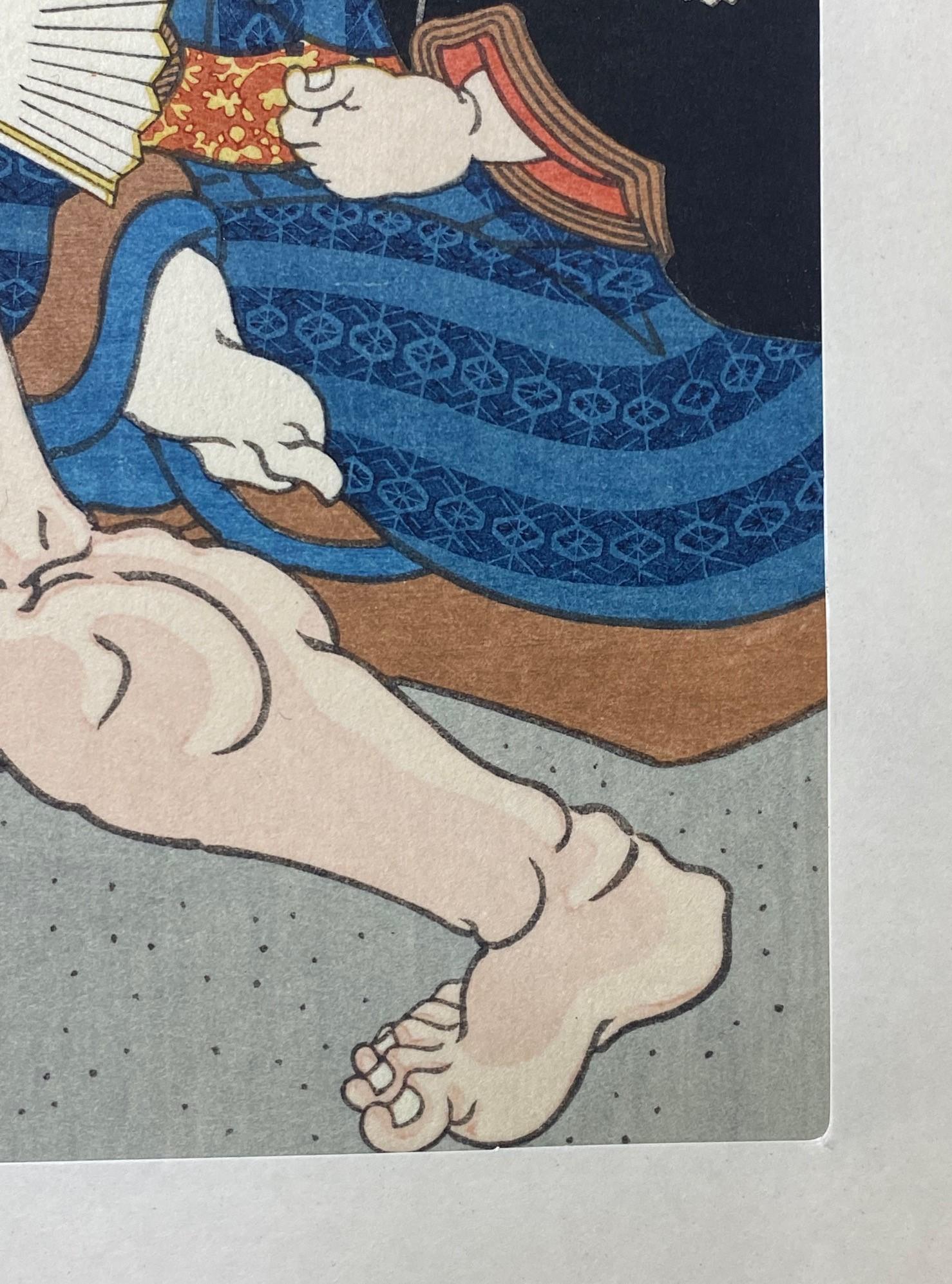 Tokoyuni III Kunisada Japanese Woodblock Print Sumo Match Shiranui vs Jimmaku For Sale 13