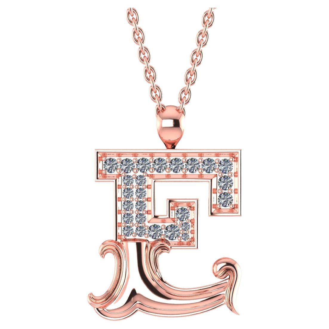 TOKTAM 18k Rose Gold Modern Alphabet "E" Diamond Pendant Necklace For Sale