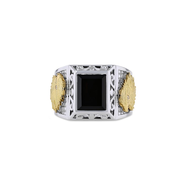 For Sale:  TOKTAM 18k White Gold Men's Rings Onyx Signet Ring 3