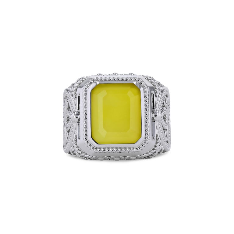 For Sale:  Toktam 18k White Gold Men's Rings Agate Signet Ring 3