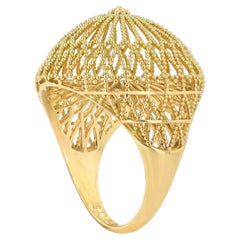 18k Yellow Gold Arabic Style Modernist Dome Lacework Ring