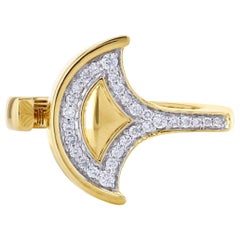 TOKTAM 18k Yellow Gold Art Deco Style Anchor Shaped Open Diamond Ring