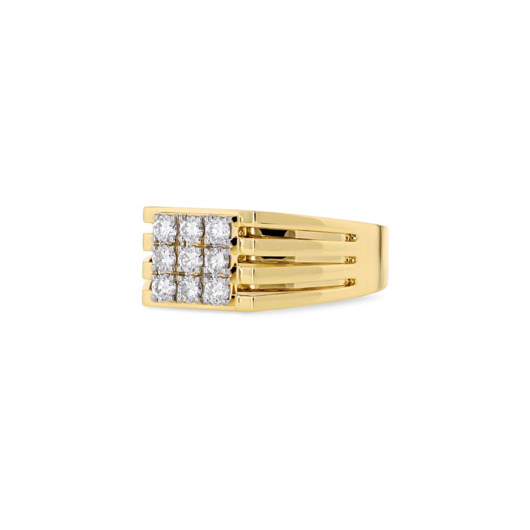 For Sale:  TOKTAM 18k Yellow Gold Men's Collection Diamond Signet Ring 2
