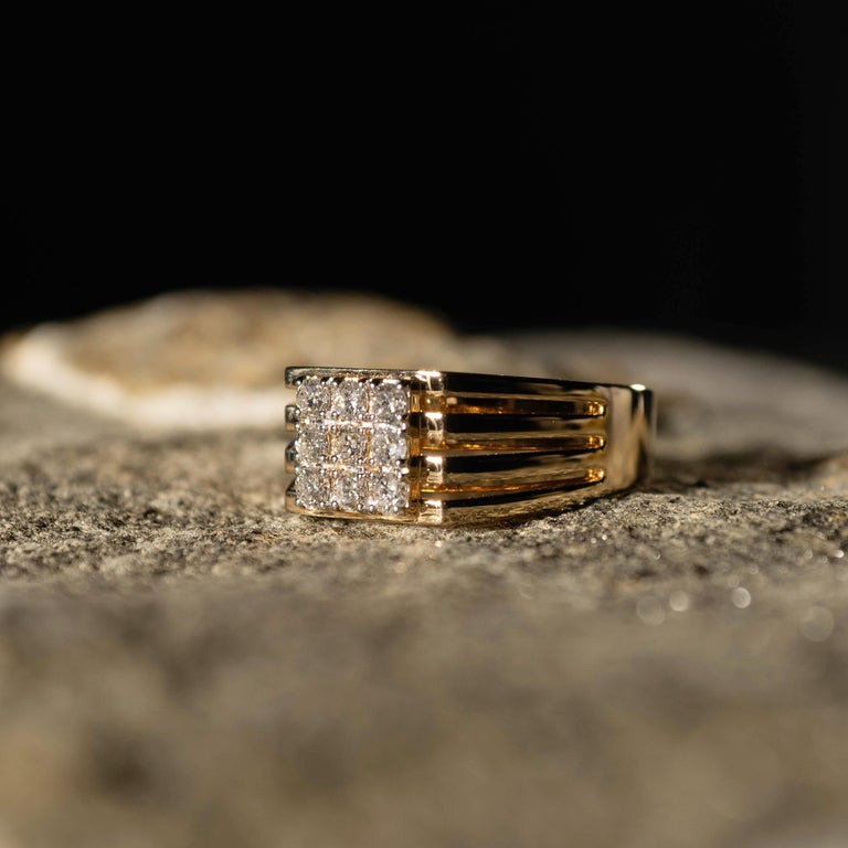For Sale:  TOKTAM 18k Yellow Gold Men's Collection Diamond Signet Ring 4