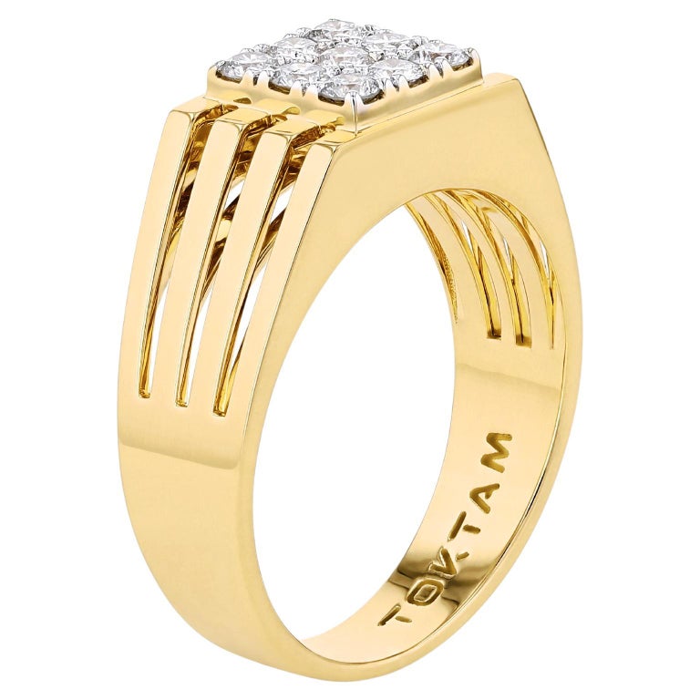 For Sale:  TOKTAM 18k Yellow Gold Men's Collection Diamond Signet Ring