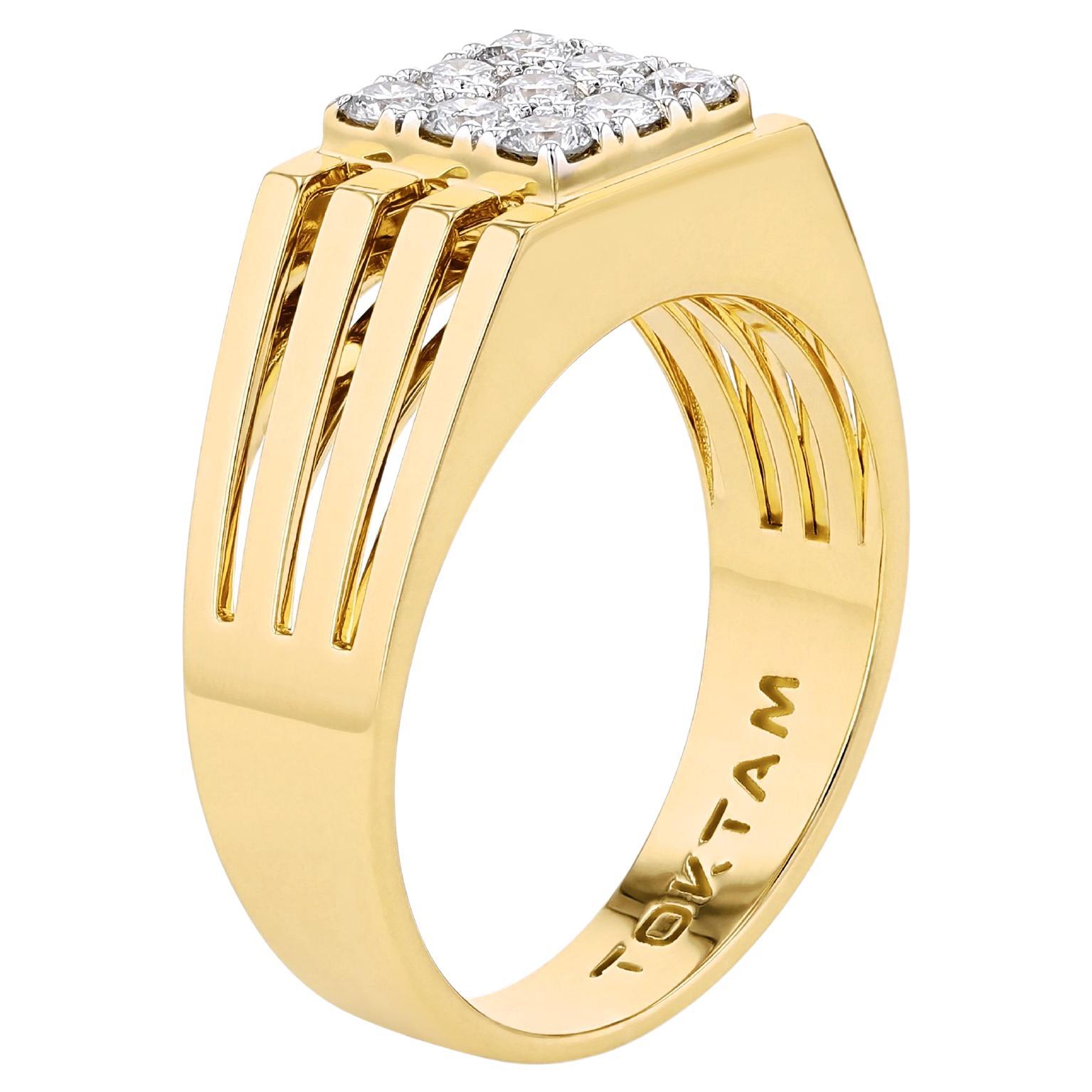 TOKTAM 18k Yellow Gold Men's Collection Diamond Signet Ring