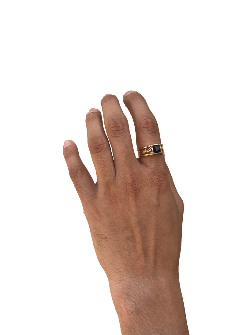 For Sale:  TOKTAM 18k Yellow Gold Men's Rings Onyx Signet Ring 4