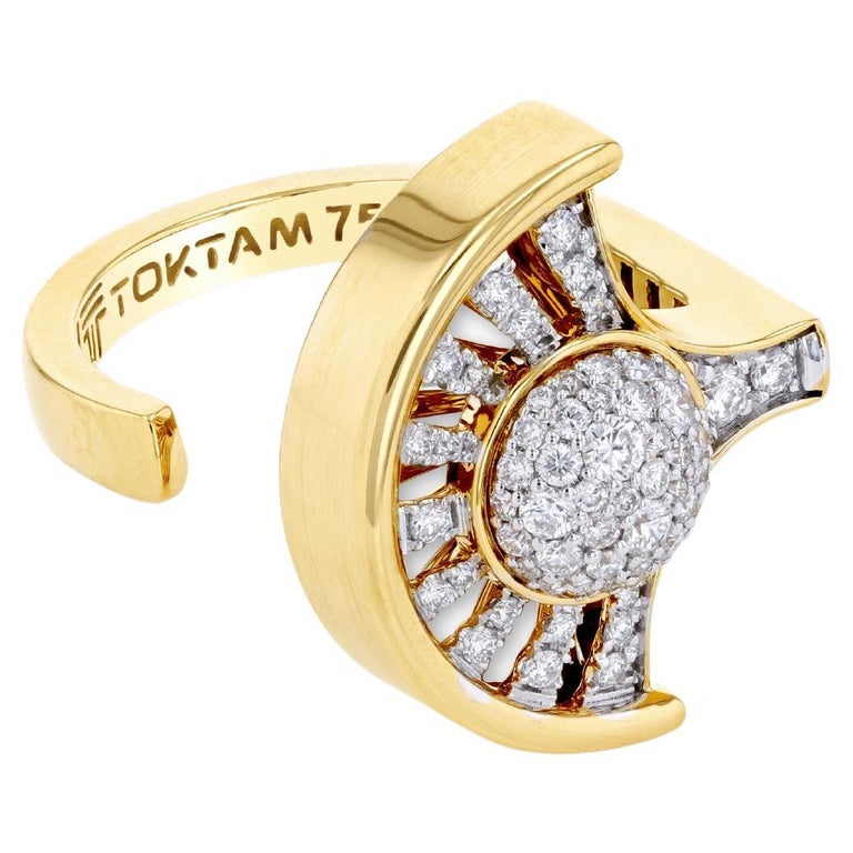 Arch Collection Rings Customizable TOKTAM 18k Yellow Gold Regal Arch Diamond Ring For Sale at ...