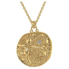 TOKTAM 18k Yellow Gold Zodiac Sign Sagittarius Diamond Necklace
