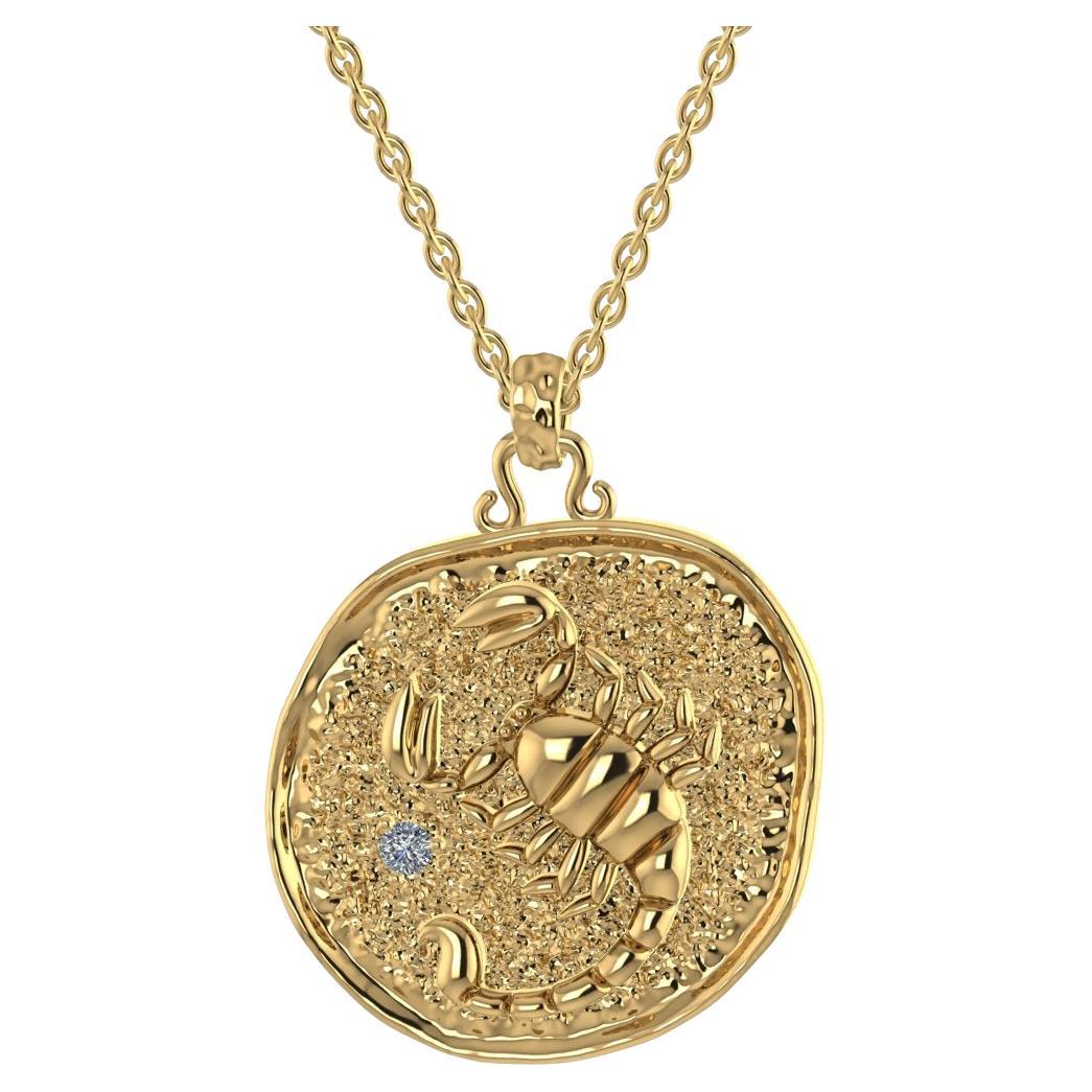 Toktam 18k Yellow Gold Zodiac Sign Scorpio Diamond Necklace For Sale