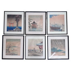 Tokuriki Tomikichiro Set of 6 Japanese Woodblock Prints Lake Biwa Shin Hanga