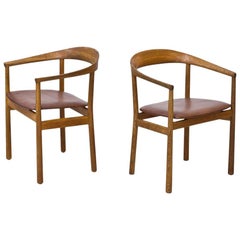 Tokyo Chairs in Oak and Leather by Carl-Axel Acking for NK, Sweden