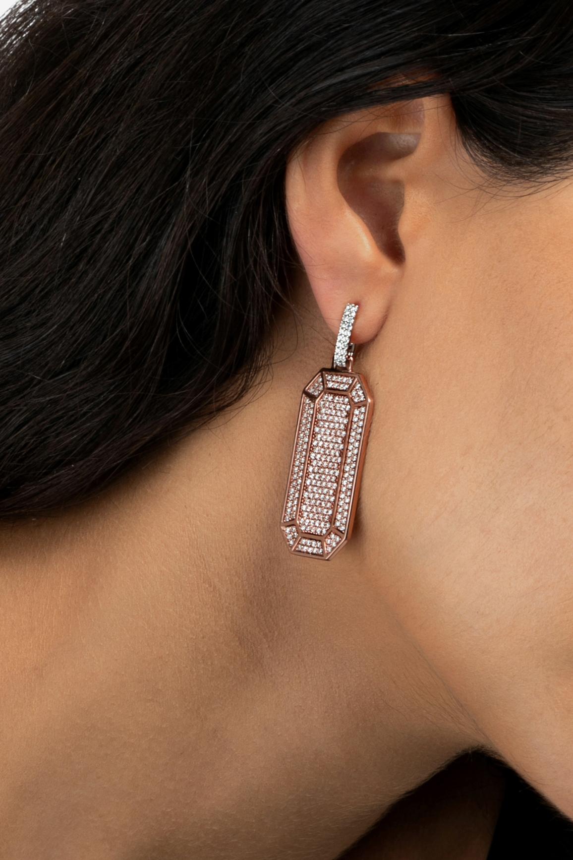 Pendiente Tokio Gran Pavé Completo Oro Blanco Corte brillante en venta