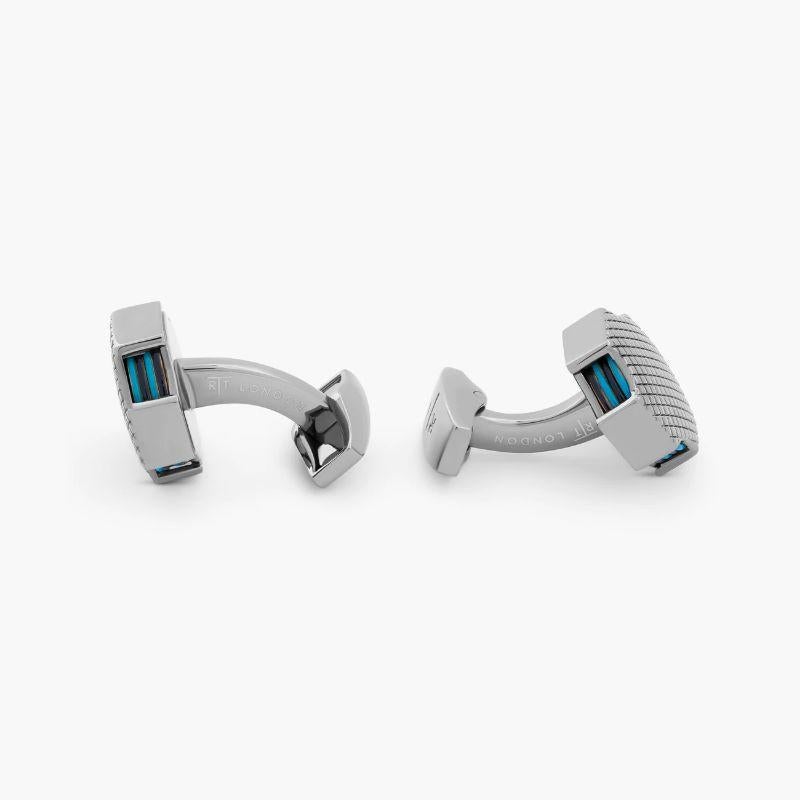 Tokyo Rings Stack cufflinks with blue enamel and gunmetal finish

Created to celebrate the upcoming Tokyo Olympics these cufflinks feature a series of stacked rings sporting your team's colours. Choose between red, green, black, and blue, or blue
