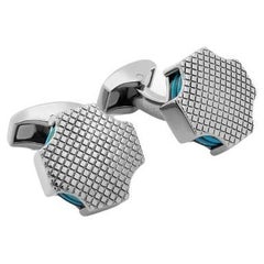 Gemelli da polso Tokyo Rings Stack con smalto blu e finitura canna di fucile