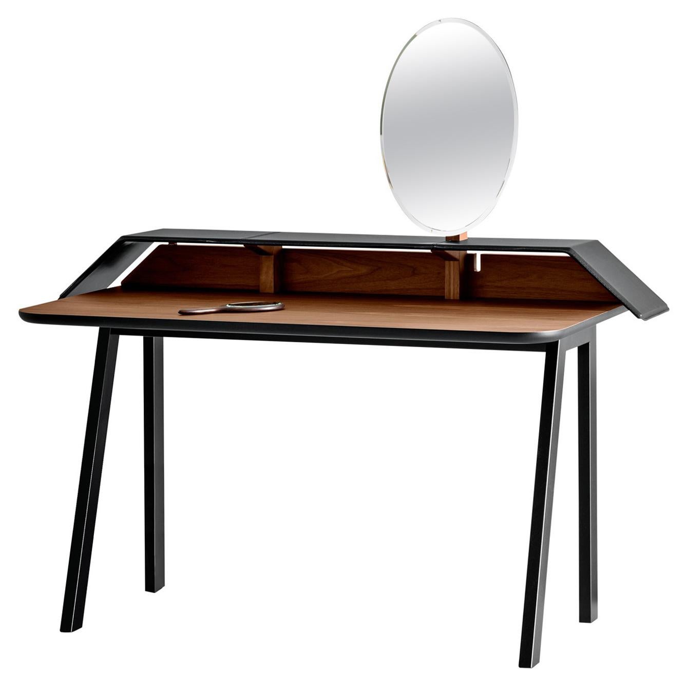 Tolda Desk with Mirror in Canaletto Walnut & Black Frame by Valentina Carretta For Sale