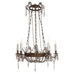 Antique Tôle and Crystal Chandelier