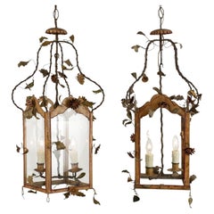 Vintage Tole and Glass Painted Lanterns