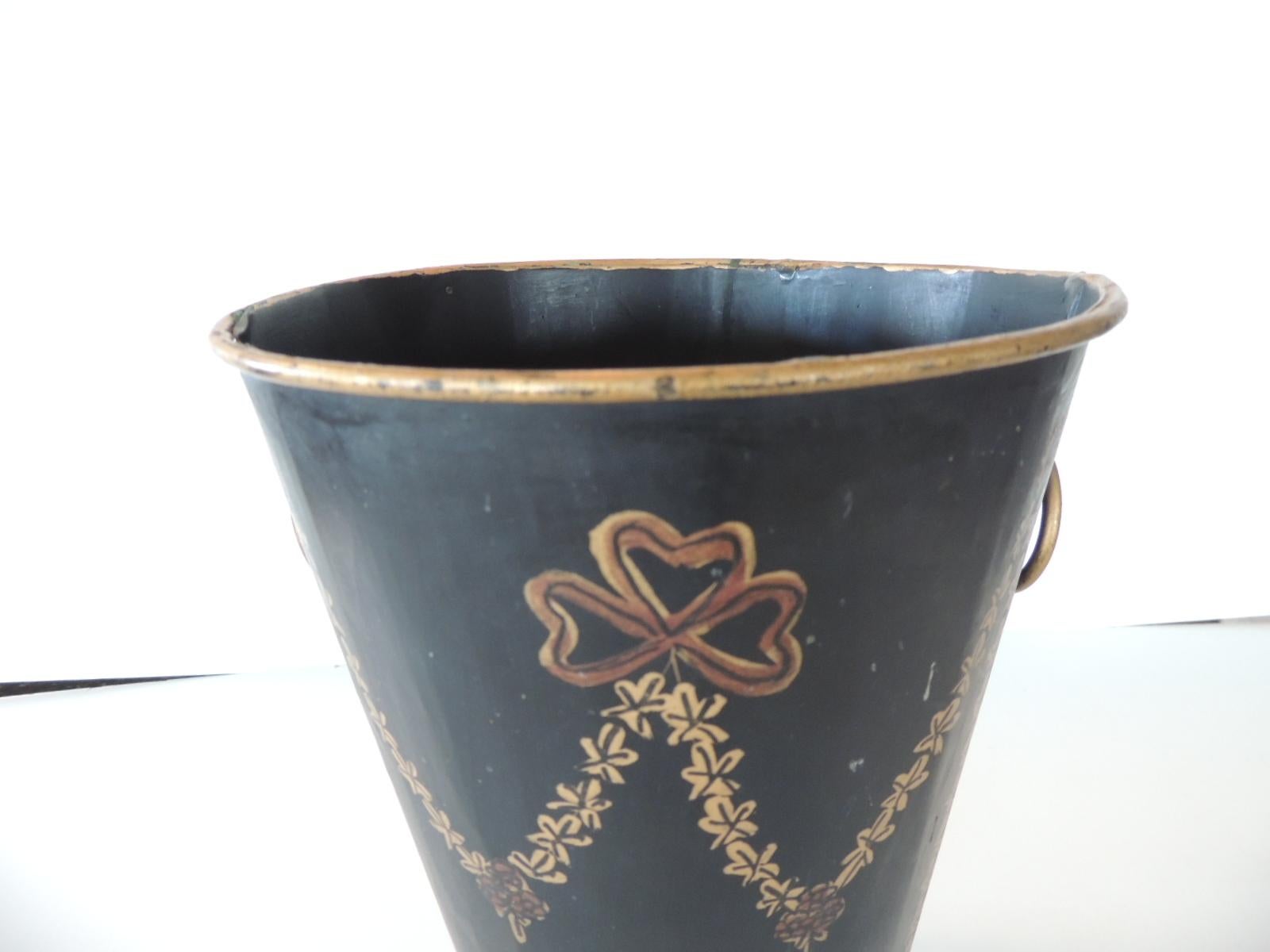 Bohemian Tole Black and Gold Catchpot