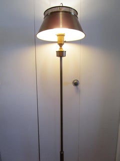 Tole Brass Gold Tone Mid Century Floor Lamp with two Shades