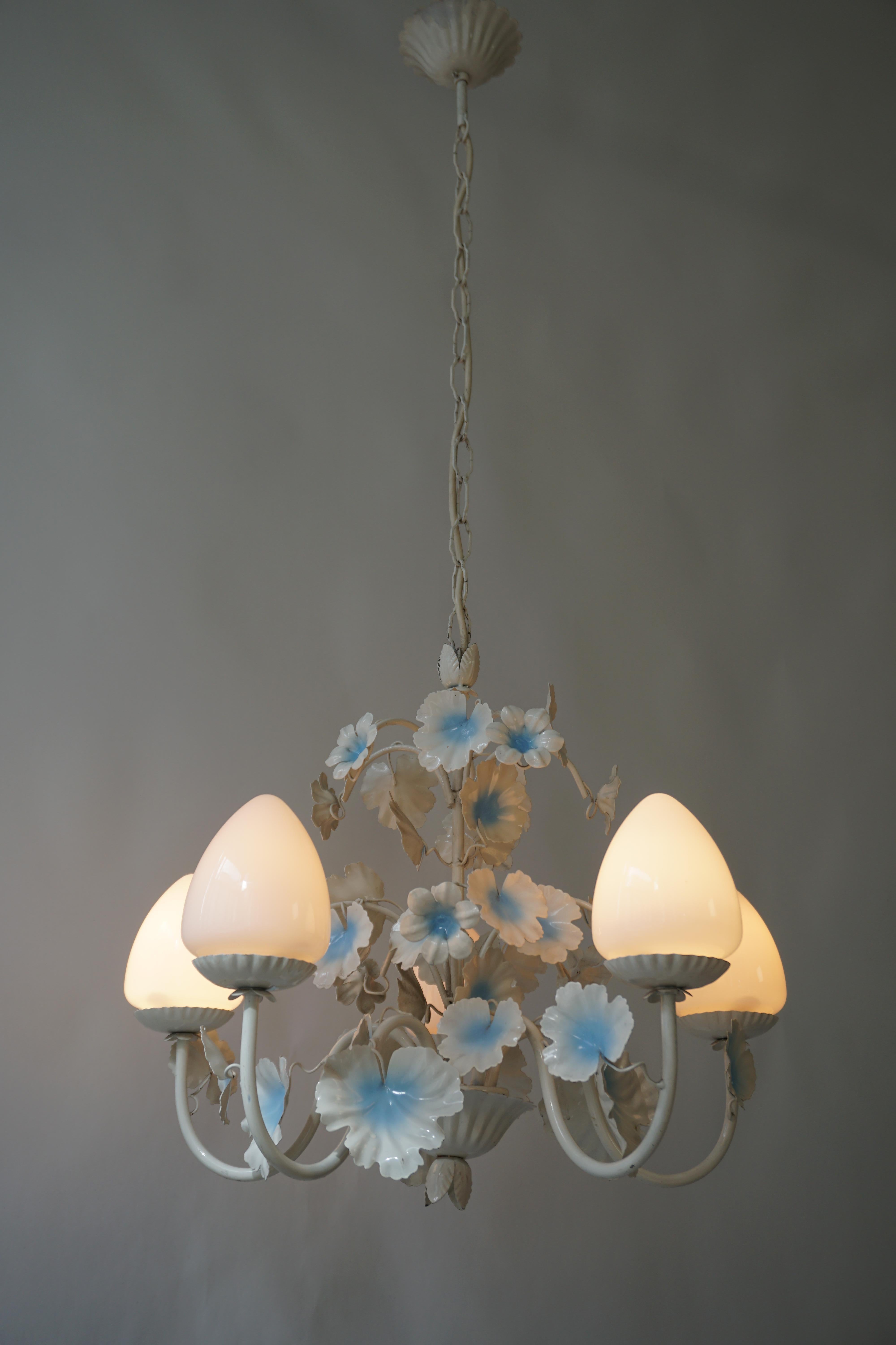 julia 5 light chandelier pendant in tortoise shell glass & brass