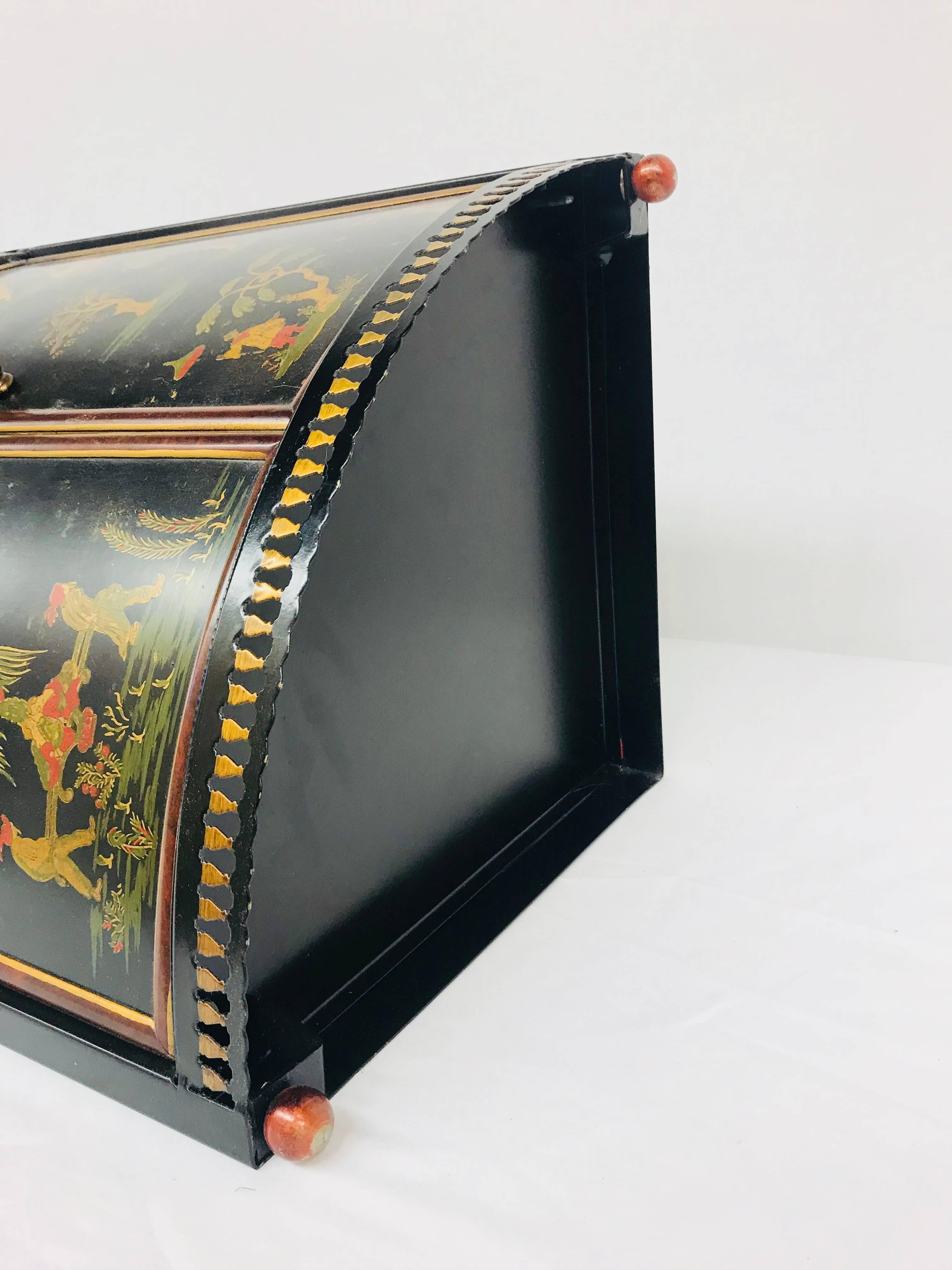 Tole Chinoiserie Corner Wall Cabinet For Sale 5