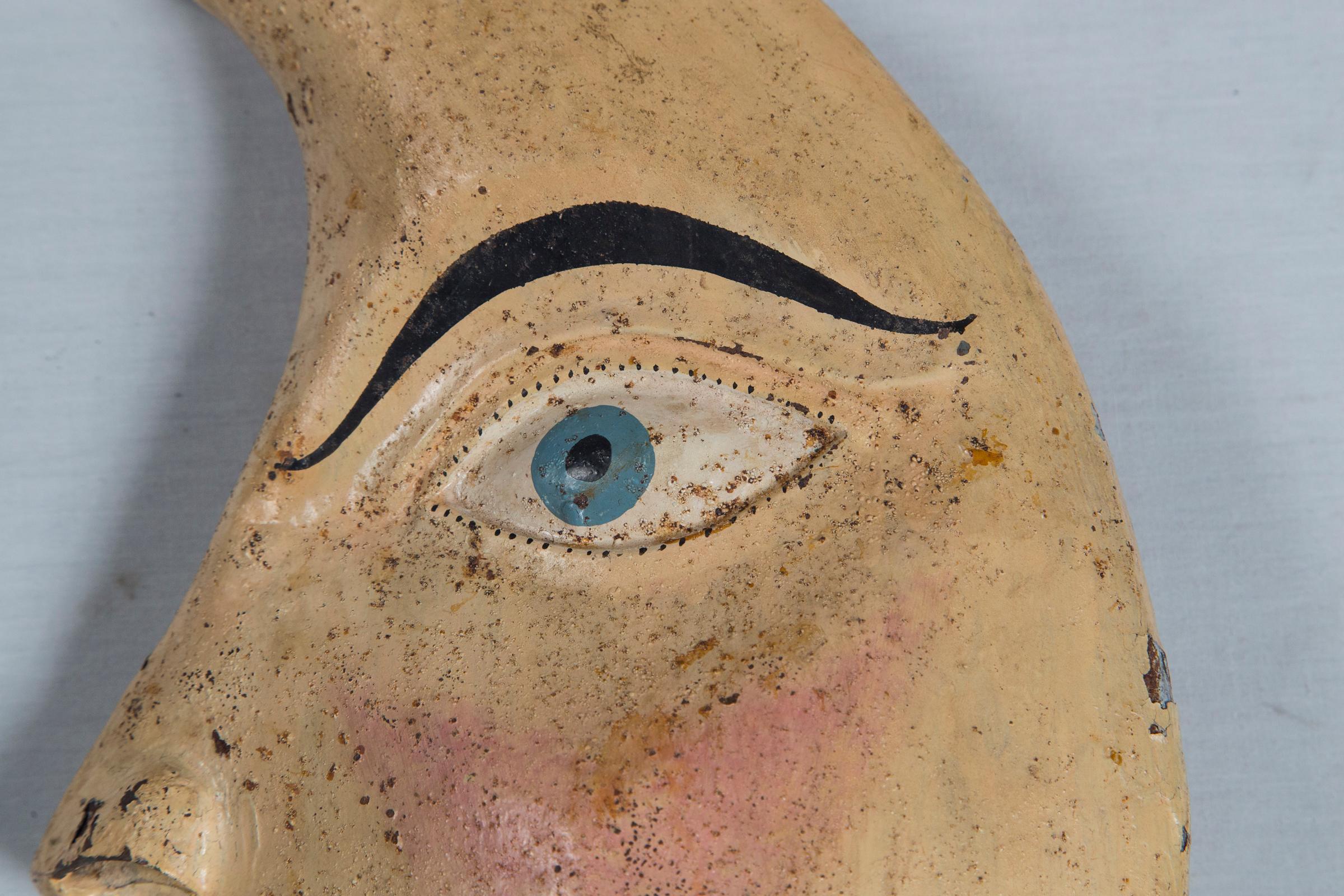 Folk Art Tole Crescent Moon Face