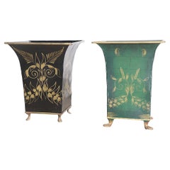 Tole Decorated Planter Vases Possibly French, or Italian