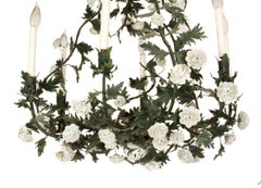 Tole Floral and Leaf Chandelier