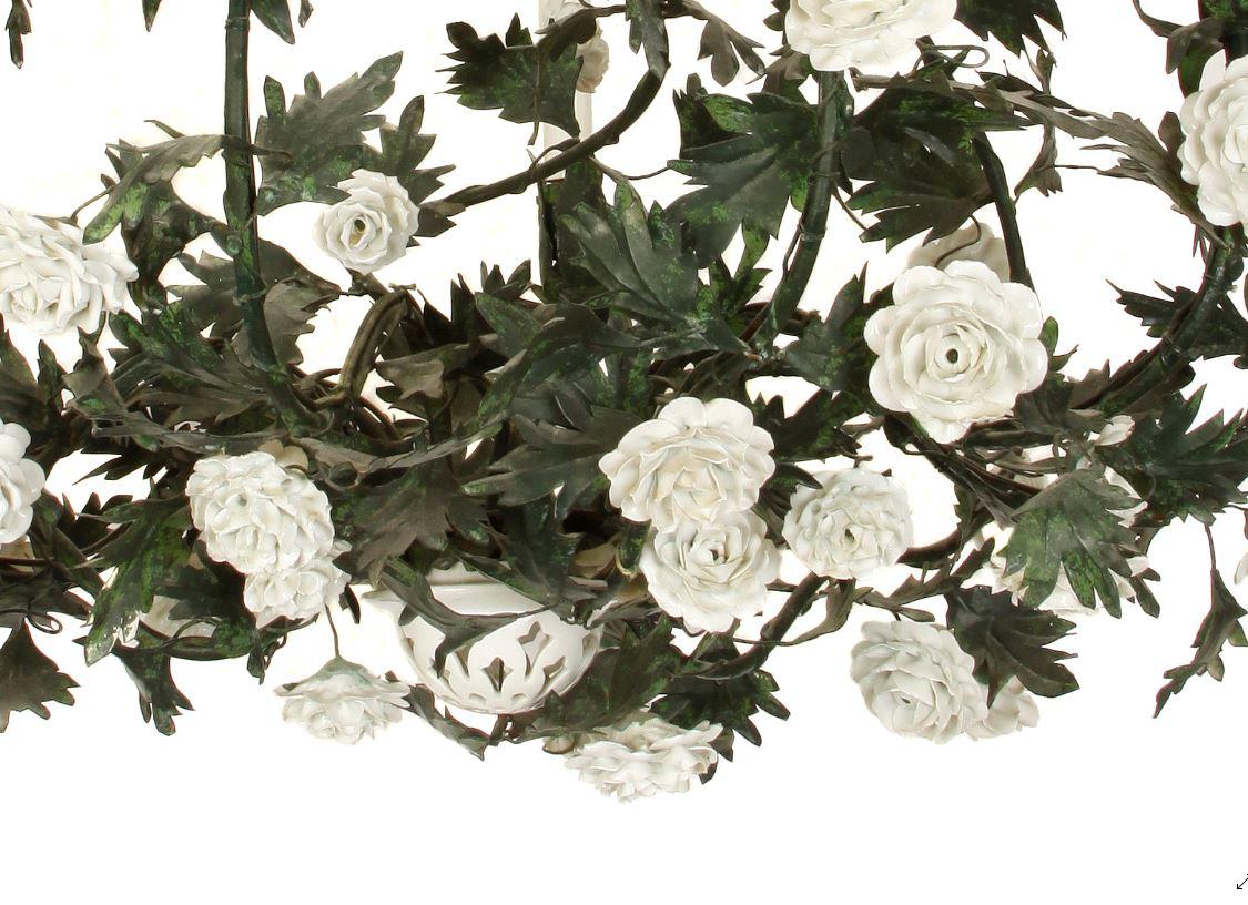 Unknown Tole Floral and Leaf Chandelier