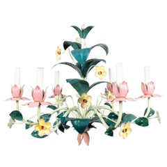 Tole Floral Chandelier, circa 1970s