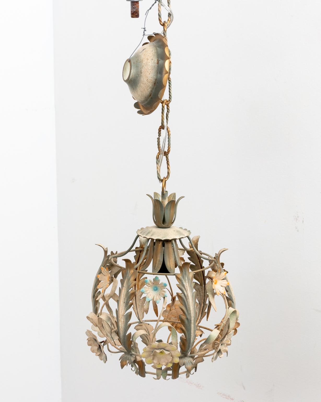 Late 20th Century Tole Floral Chandelier