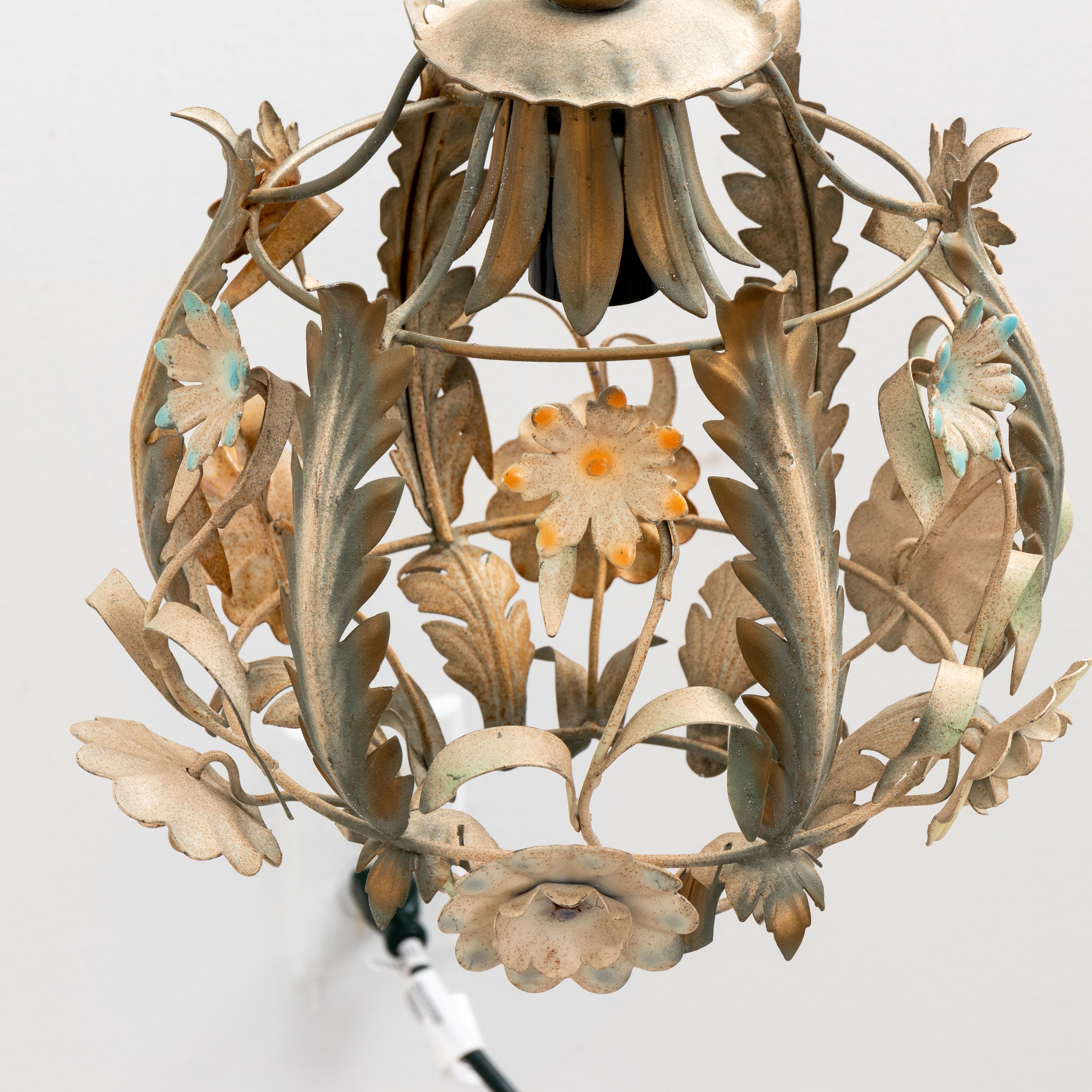 Late 20th Century Tole Floral Chandelier