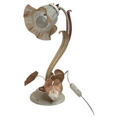 Tole Florence Glass Shade Table Lamp Vintage Eglo Leuchten Austria, 1970s