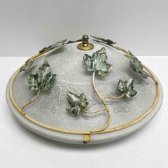 Tole Florentine Leaf & Glass Hollywood Regency Flush Mount, Koegl Leuchten